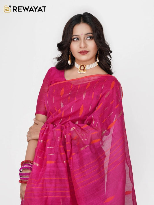 Magenta ornage jamdani - rewayet.com.bd