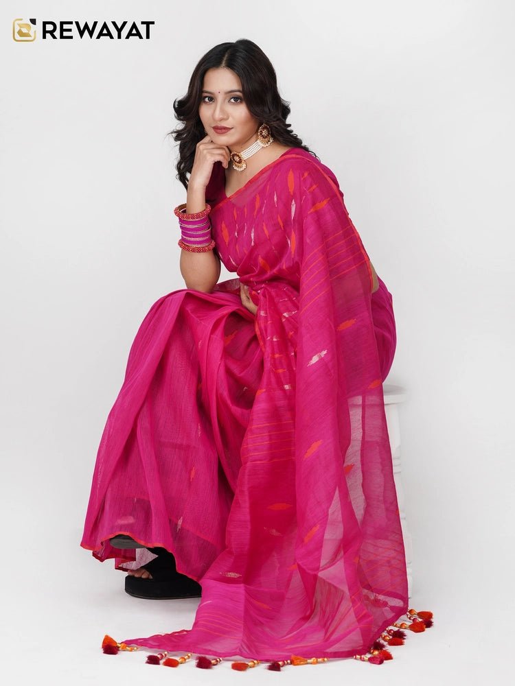 Magenta ornage jamdani - rewayet.com.bd