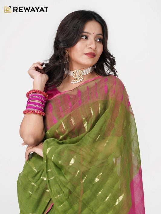 olive pink jamdani - rewayet.com.bd