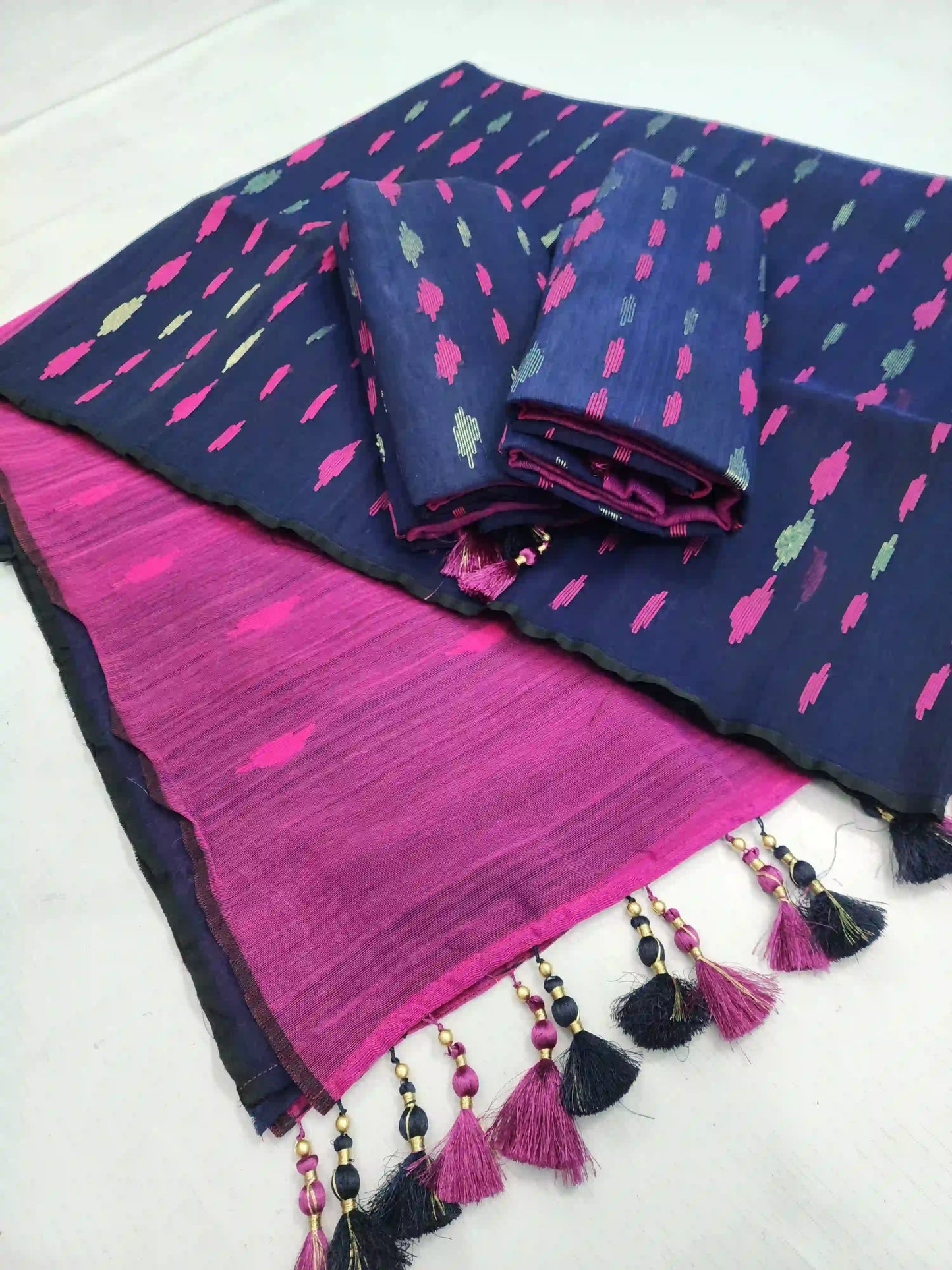 Blue Pink jamdani