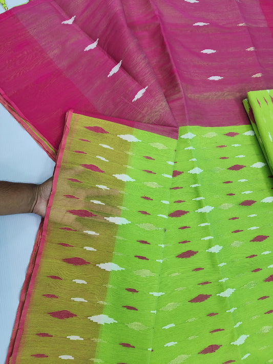 Lemon pink jamdani