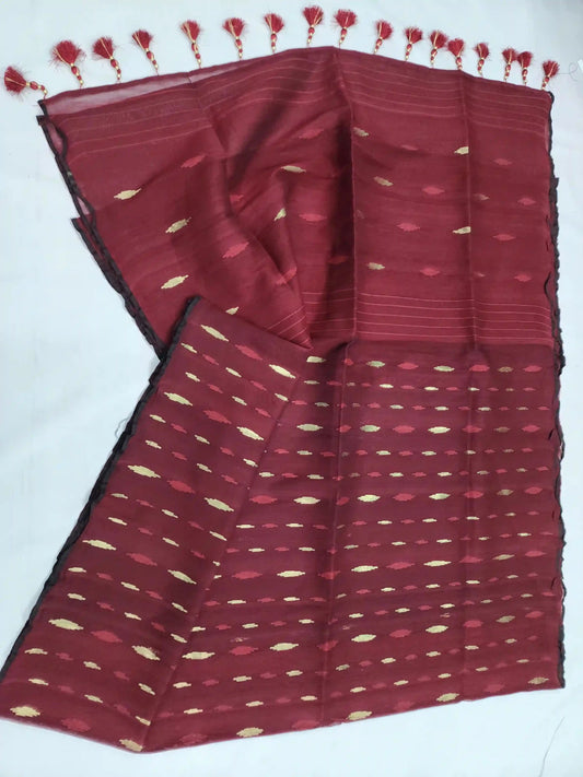 Jamdani Dark Maroon - rewayet.com.bd