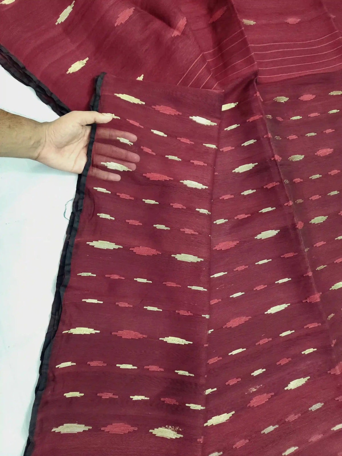 Jamdani Dark Maroon - rewayet.com.bd