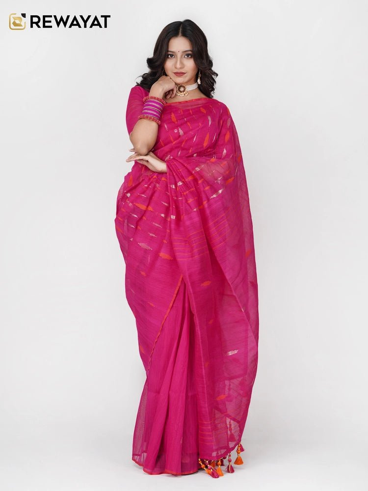 Magenta ornage jamdani - rewayet.com.bd