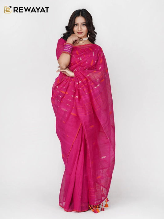 Magenta ornage jamdani - rewayet.com.bd