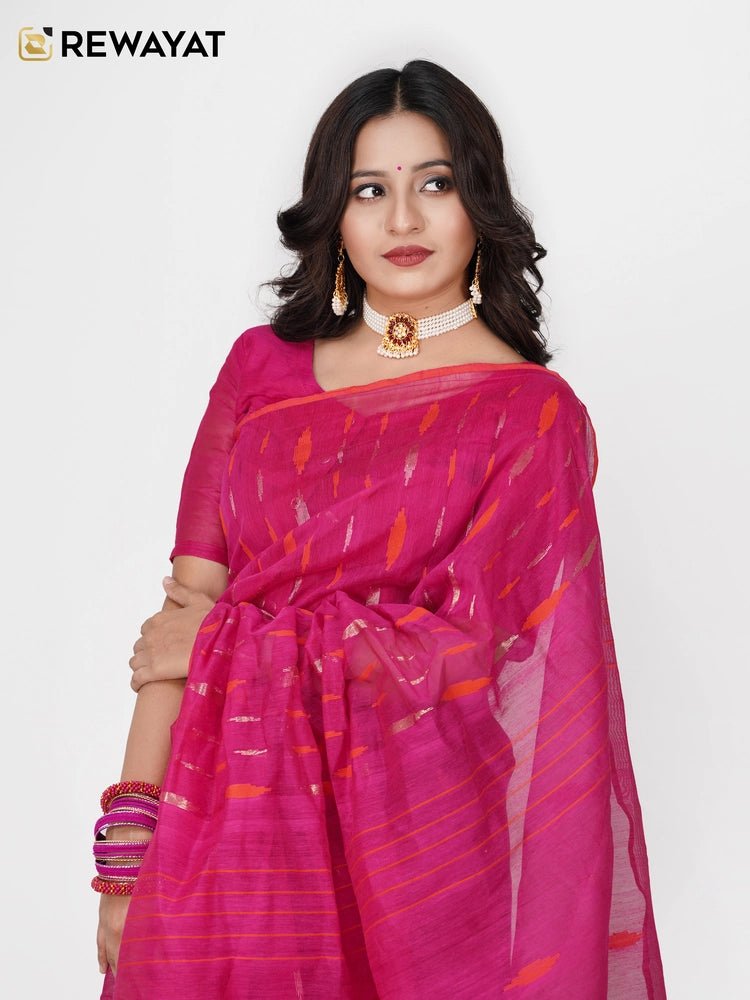 Magenta ornage jamdani - rewayet.com.bd
