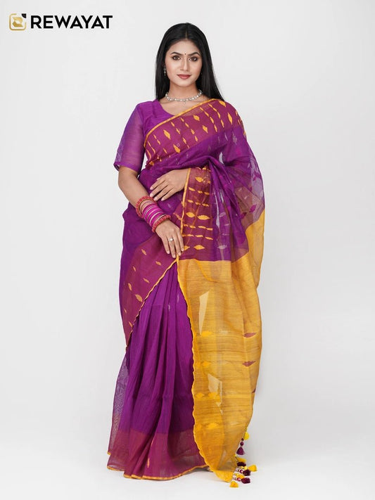 purpul yellow jamdani - rewayet.com.bd
