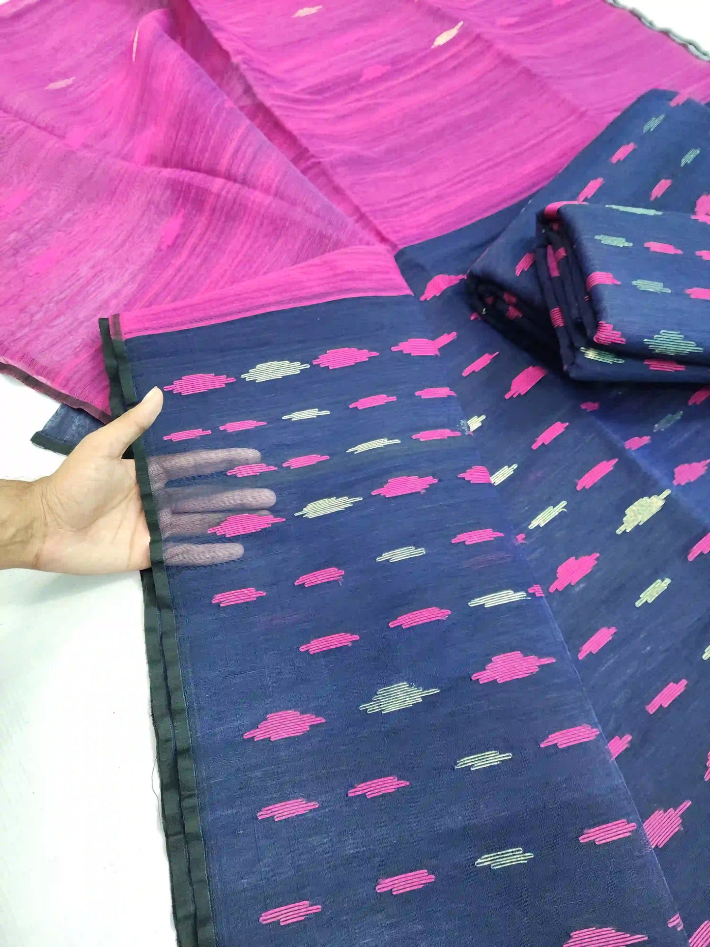 Blue Pink jamdani