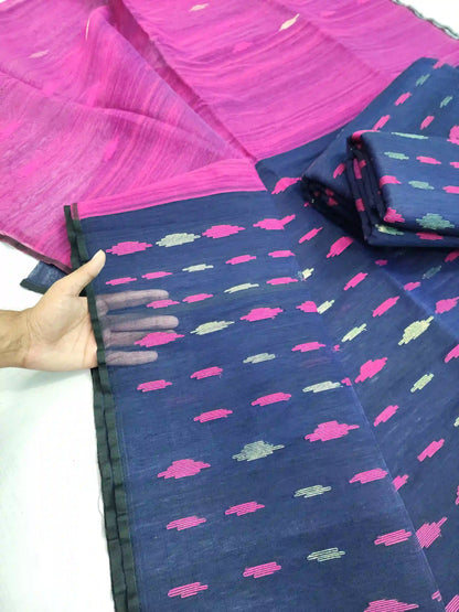 Blue Pink jamdani