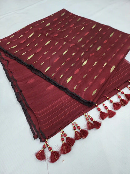 Jamdani Dark Maroon
