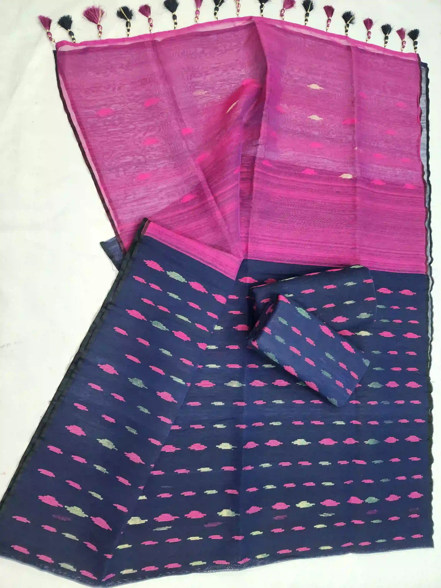 Blue Pink jamdani