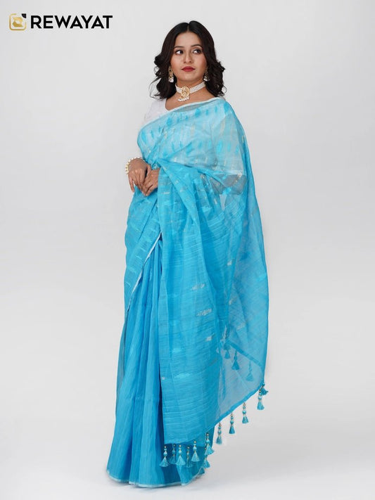 sky blue jamdani - rewayet.com.bd
