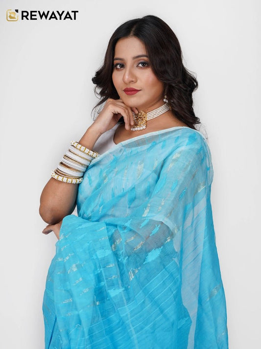 sky blue jamdani - rewayet.com.bd