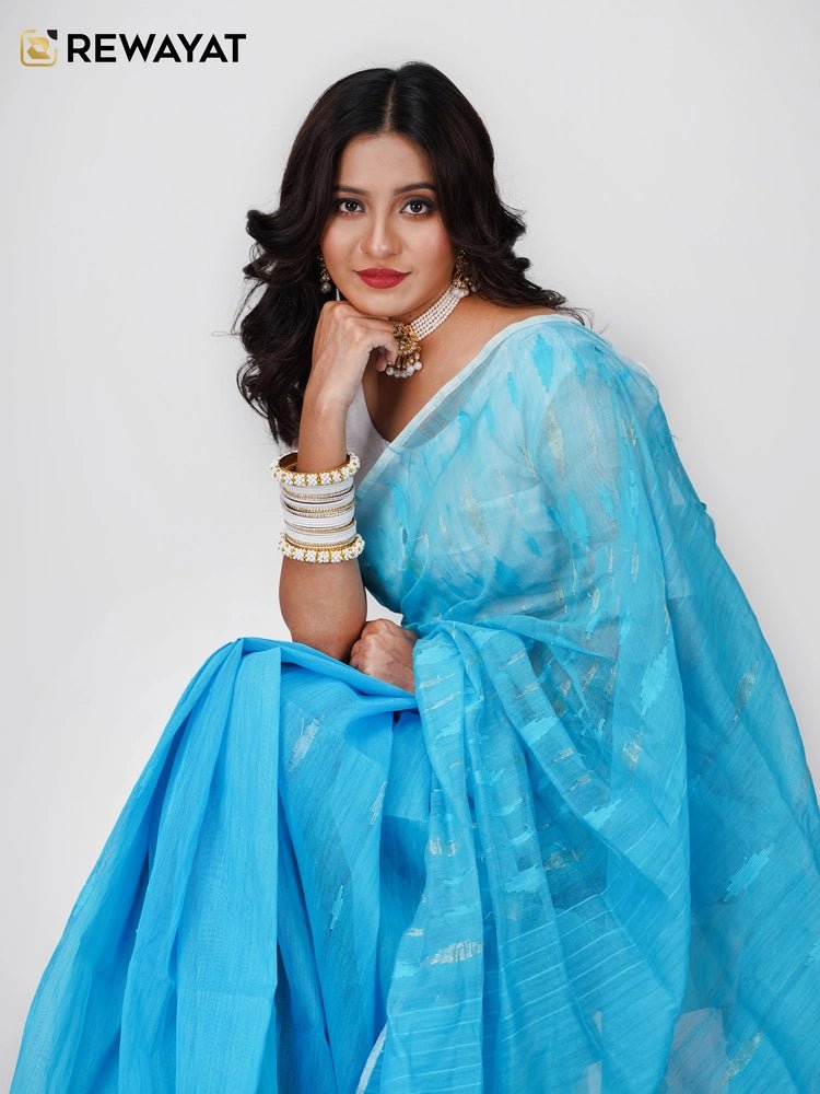 sky blue jamdani - rewayet.com.bd