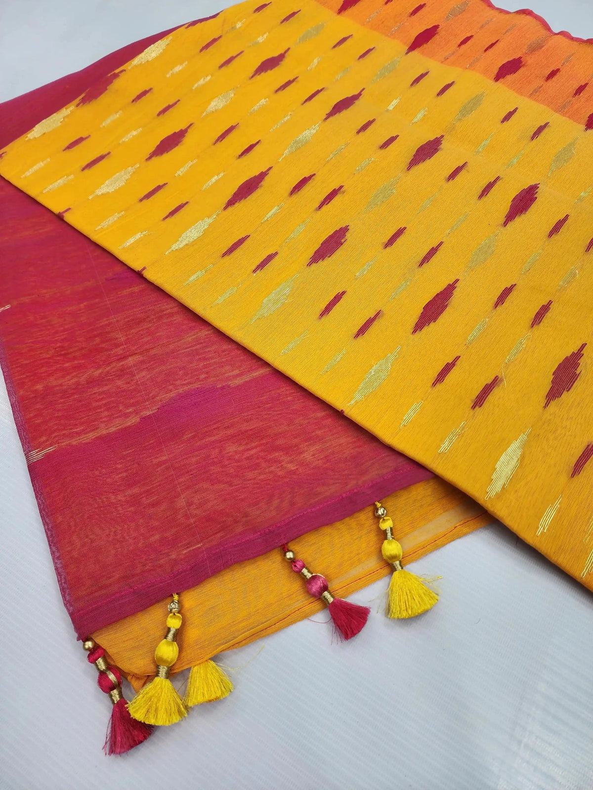yellow pink jamdani - rewayet.com.bd