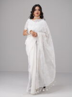 white half silk jamdani saee - Image 2