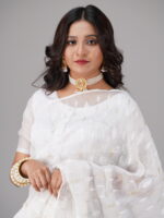 white half silk jamdani saee - Image 3