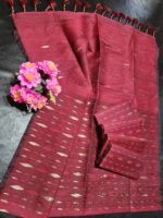 Drak Maroon half silk jamdani