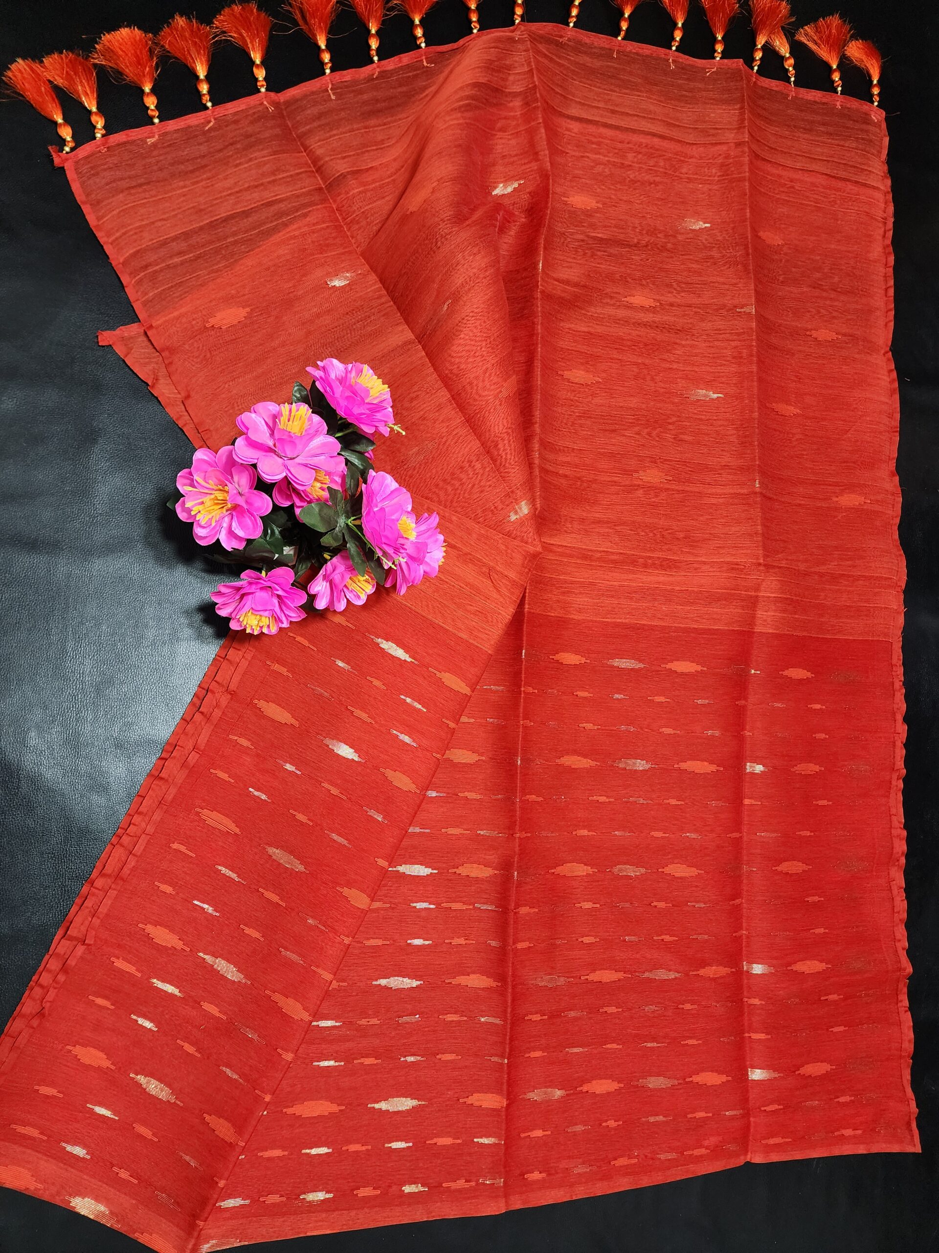 20240907_161612 orange half silk jamdani - Image 1