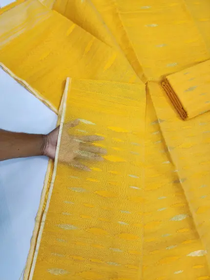 Yello half silk jamdani