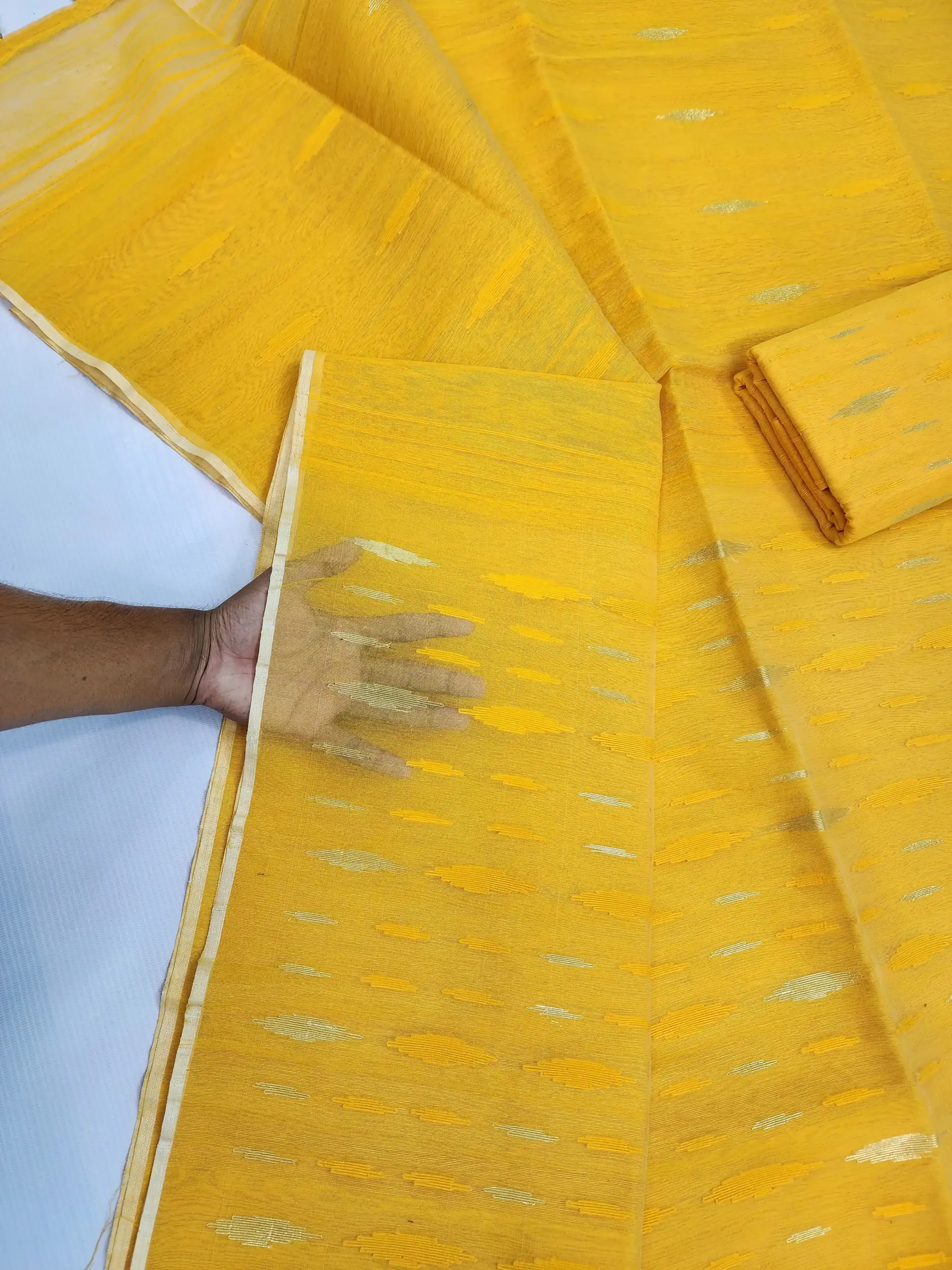 compressed_1778308862766 Yello half silk jamdani - Image 1
