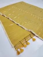 Mustard Yellow half silk jamdani - Image 2