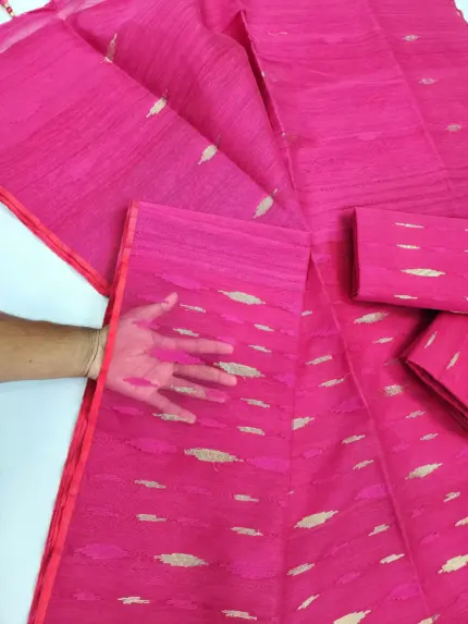 Magenta half silk jamdani