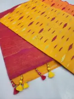 yello pink half silk jamdani - Image 2