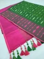 Botol green pink half silk jamdani