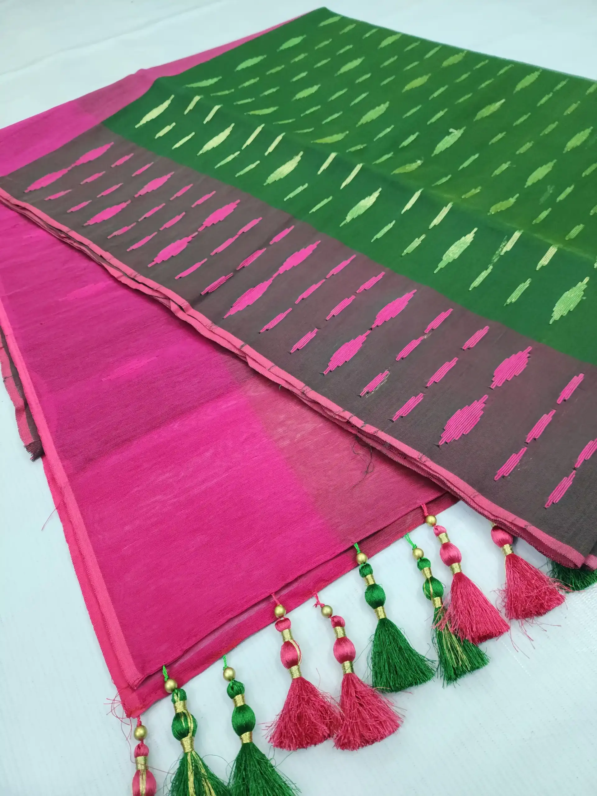 compressed_1783755848228 Botol green pink half silk jamdani - Image 1
