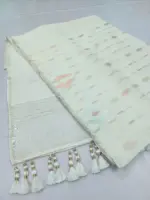 White 3 jori half silk jamdani