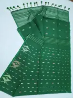 bottle green 3 jori half silk jamdani - Image 3