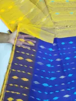 Blue yello half silk jamdani - Image 3
