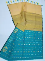 Seagreen yello half silk jamdani - Image 3