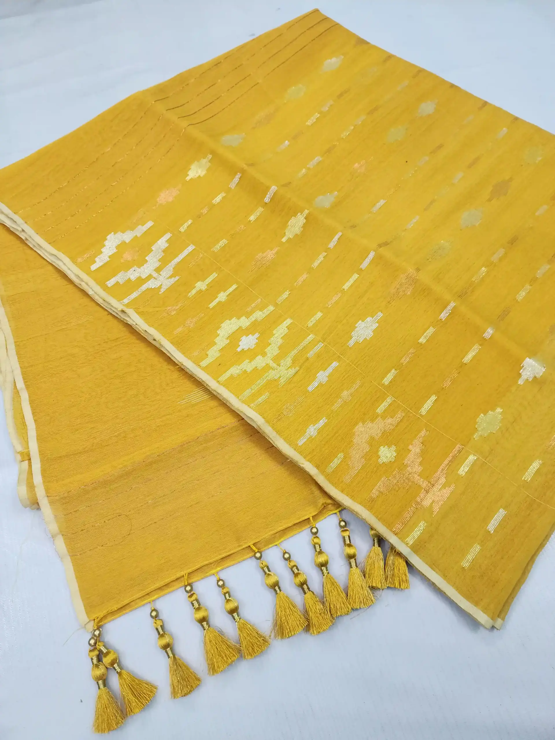 compressed_1783791728623 Mastered yellow half silk jamdani - Image 1