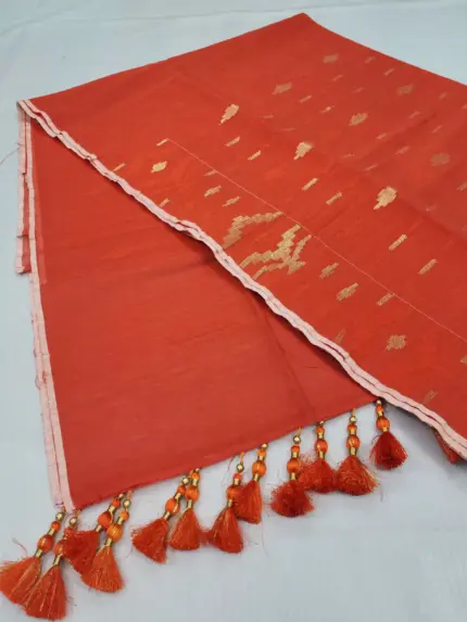 Orange fulpar half silk jamdani