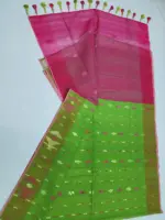 Parrot pink half silk jamdani - Image 3