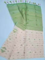 Off White & Green fulpar half silk jamdani - Image 3