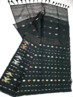 Black 3 jori half silk jamdani - Image 3