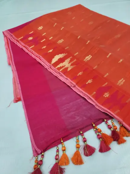 Orange Magenta fulpar half silk jamdani
