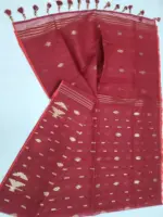 Maroon half silk jamdani - Image 2