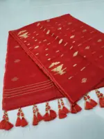 Red half silk jamdani