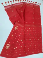 Red half silk jamdani - Image 2