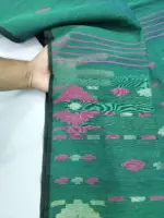 Bottle green pink half silk jamdani - Image 2