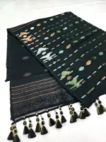 Black 3 jori half silk jamdani