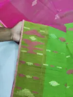 Parrot pink half silk jamdani - Image 2