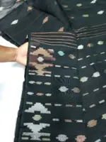 Black 3 jori half silk jamdani - Image 2