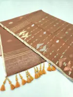 Coffee Brown half silk jamdani