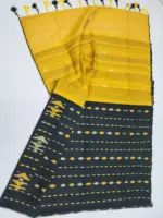 Black yello half silk jamdani - Image 3