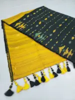 Black yello half silk jamdani